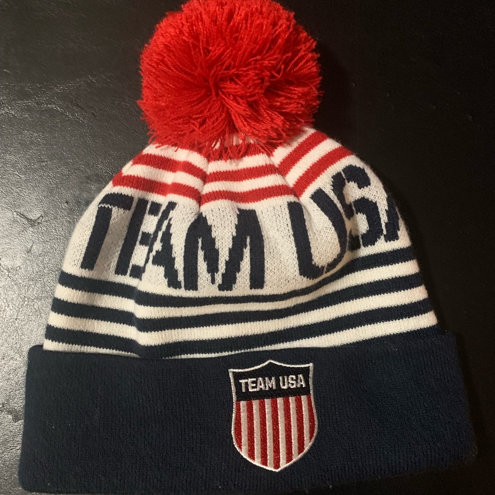 Team Apparel Navy Knit Hat with Olympic Emblem Tag Beanie
